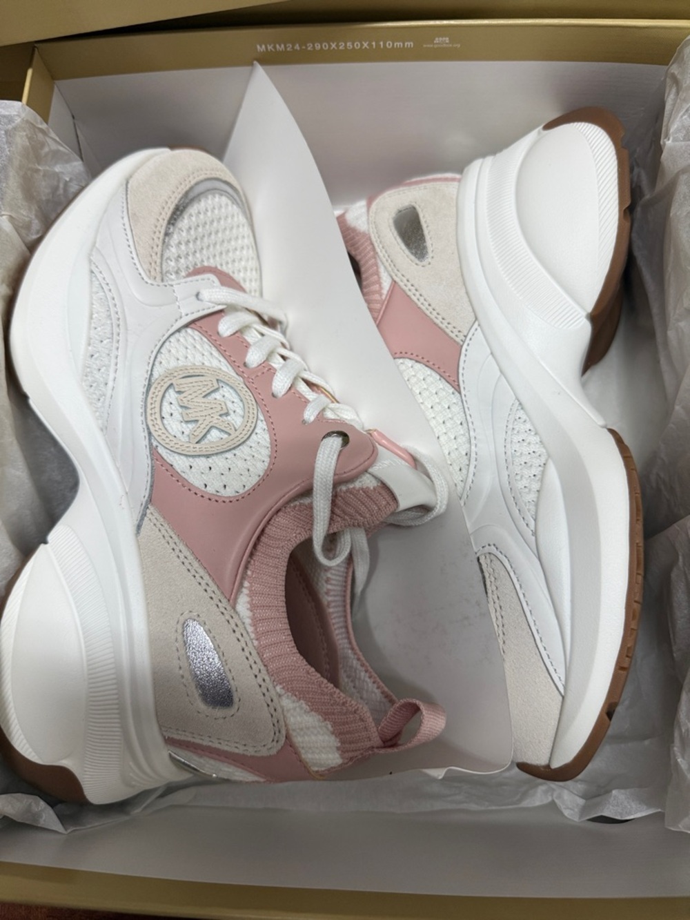 Michael Kors Women’s Zuma Knit Trainers Smokey Rose Size 7 NEW IN BOX - Picture 7 of 12